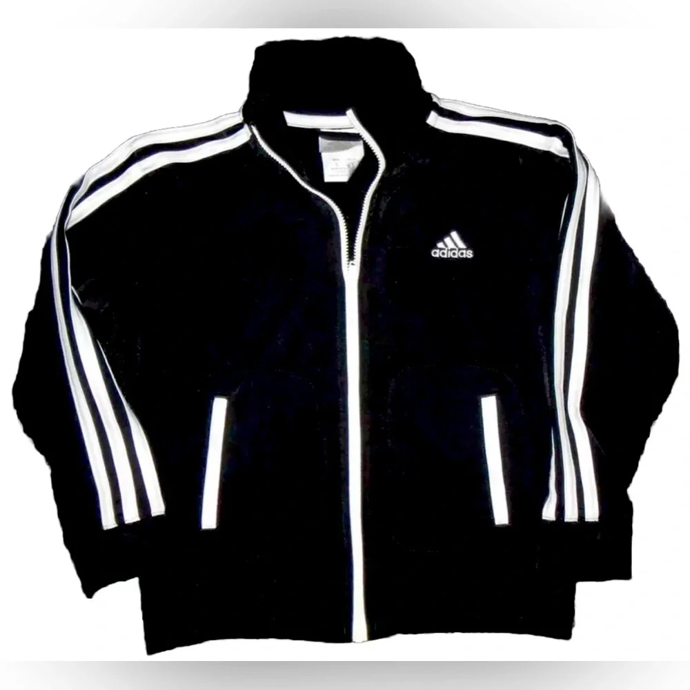 ADIDAS 3 STRIPE JACKET KIDS BOYS 5 CONTRAST ZIPPERS & STITCHED LOGO